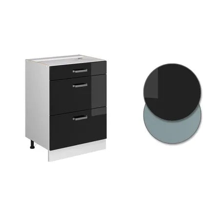 Meuble Bas De Cuisine Vicco – R-line 41149 – Noir Haute Brillance – 60x46x81.6 Cm