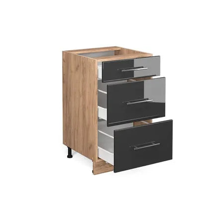 Delvotira | Meuble Bas Cuisine Vicco - Fame-line 38359 - Anthracite/chêne Doré - 50x82x51.6 Cm