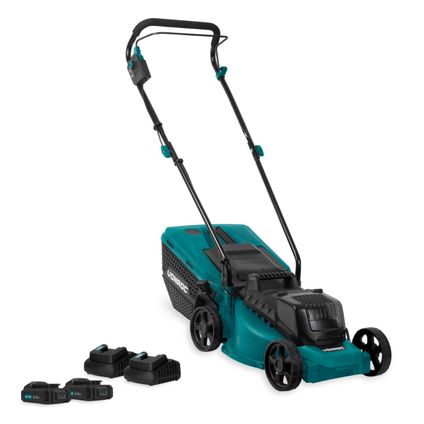 Delvotira | Tondeuse À Gazon Sans Fil 40v - Sans Balais À Charbon - 33cm – Hauteur De Coupe Réglable – 2x Batteries 2.0ah Et Chargeu