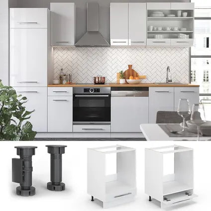 Meuble Pour Four Encastrable - Vicco - Fame-line - Blanc Brillant - 60x60x82 Cm