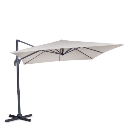 Delvotira | Parasol Cantilever Pisogne - 300x300cm - De Qualité Premium Beige - Terrasse Extérieure, Orientable À 360° - Grande Surf