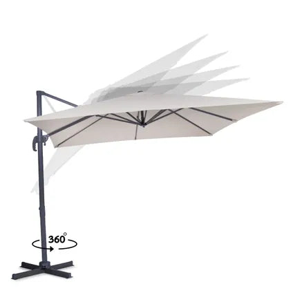 Parasol Cantilever Pisogne – 300x300cm – De Qualité Premium Beige – Terrasse Extérieure, Orientable À 360° – Grande Surf