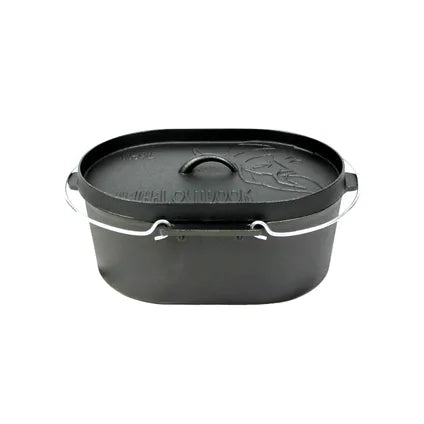 Delvotira | Cocotte en fonte avec couvercle grill ovale 9L