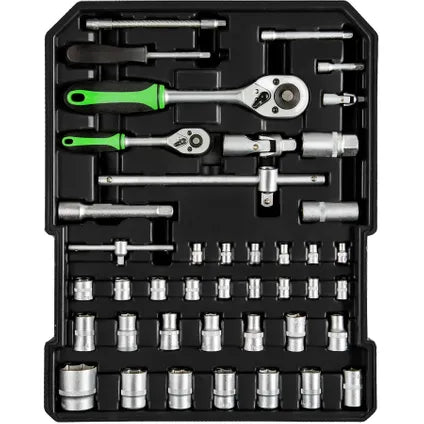 Tectake Coffre À Outils Aluminium – Noir – 1200 Pièces – Valise Roulettes Serrures