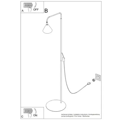 Lampadaires Sollux Lighting Nox Ocre Rouge Acier