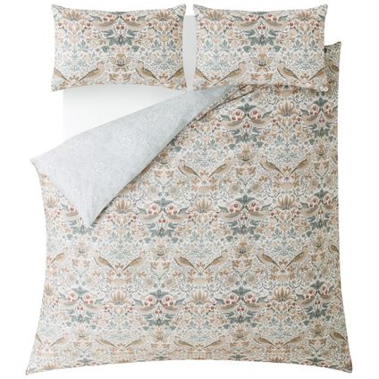 Delvotira | Housse De Couette William Morris Pour Lit En 140 Strawberry Thief 200 X 200cm Beige