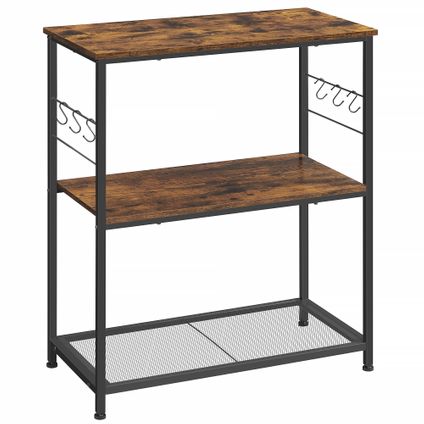 Delvotira | Meuble De Cuisine - Leobert - Brun Rustique/noir Mat - 80 X 40 X 90 Cm