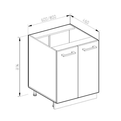Meuble Bas De Cuisine - Vicco - R-line - Chêne Doré Anthracite - 60x46x81.6 Cm