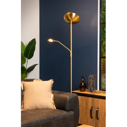 Lampadaire Lucide Zenith – Or Mat – Blanc Chaud – Dimmable – 24W