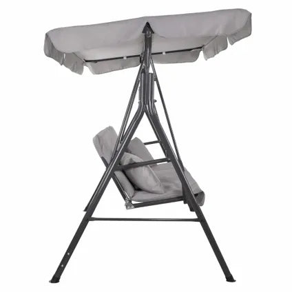 Banc À Bascule | Luna-swing | 3 Places | Auvent Réglable | 170 X 110 X 150 Cm | Gris