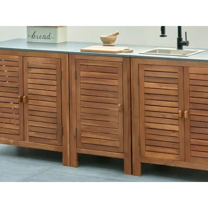 Meuble De Cuisine D'extérieur Beliani Brucoli Marron Gris 50x50x83 Cm