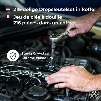Jeu De Douilles 4toolz 108 Pièces En Coffret – 72 Dents Cliquets 1/2″ Et 1/4