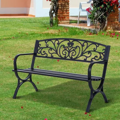 Banc De Jardin Collahausse – Acier Fonte Noir – 127x60x85 Cm – 3 Places 240 Kg