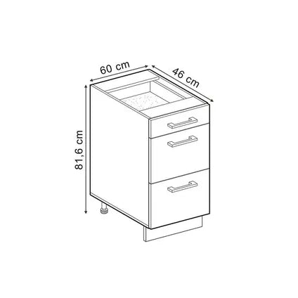 Meuble Bas De Cuisine Vicco – R-line 41149 – Noir Haute Brillance – 60x46x81.6 Cm