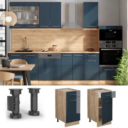 Meuble Bas De Cuisine – Vicco – Fame-line 48840 – Bleu Foncé/chêne Doré – 40x82x51.6cm