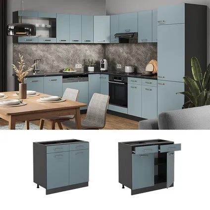 Meuble Bas De Cuisine – Vicco – R-line – Bleu-gris Anthracite – 80x46x81,6 Cm