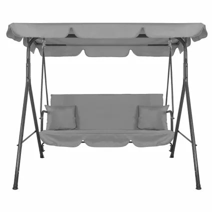 Banc À Bascule | Luna-swing | 3 Places | Auvent Réglable | 170 X 110 X 150 Cm | Gris