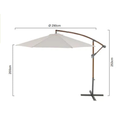 Parasol Déporté Central Park Daze - D 300cm - Écru - Avec Manivelle 180g/m² - Mât en Acier