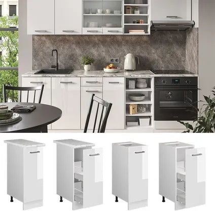 Meuble Bas Apothicaire Vicco R-line Blanc Haute Brillance 30×81,6×46 Cm