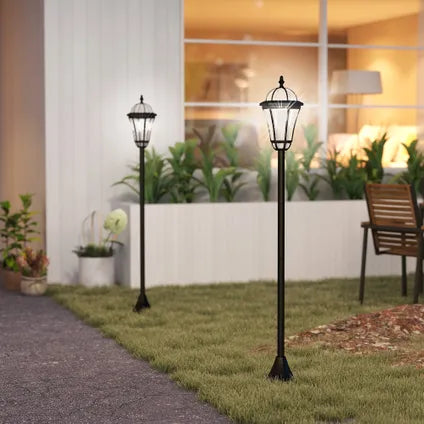 Lampadaire Solaire Jardin Collahausse – Noir – 2 Led – Allumage Automatique – Lot De 2