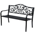 Delvotira | Banc De Jardin En Acier 4goodz Avec Accoudoirs En Fonte - 127 X 60 X 89 Cm, Noir