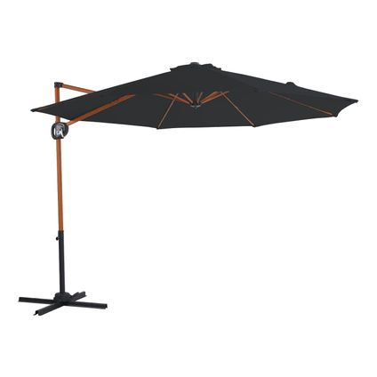 Delvotira | Parasol Déporté Axi Solea Rond Diam. 300 Cm - Aspect Bois/gris.