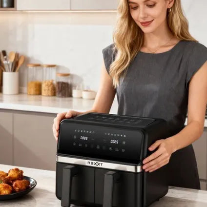 Nexxt Friteuse À Air Dual Basket 8 Litres Avec 2 Paniers Et Écran Tactile