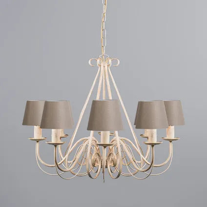 Lustre Crème 60 Cm Avec Abat-jour Taupe – Giuseppe 8