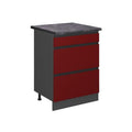 Delvotira | Meuble Bas Cuisine Vicco - R-line - Rouge/anthracite - 60x60x81.6 Cm
