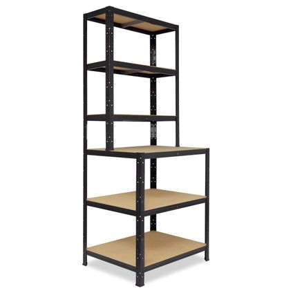 Delvotira | Étagère Rangement Établi Shelfplaza Black 190x80x60 Cm En Noir Avec 6 Étagères