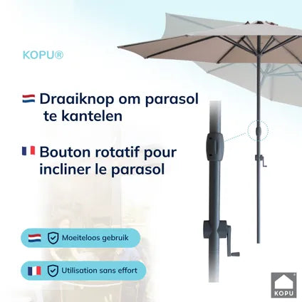 Parasol Rond 300 Cm Kopu Valencia Avec Housse De Protection – Taupe