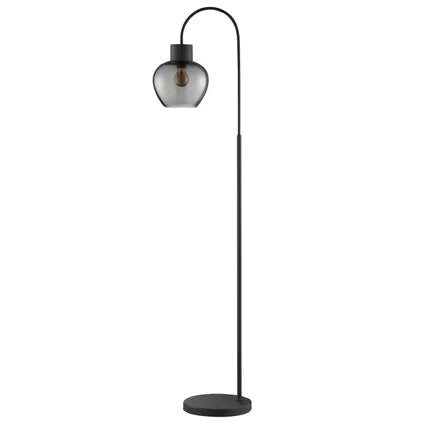 Lampadaire Brilliant Ligari – Noir – Verre Fumé – E27