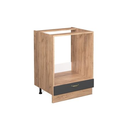 Delvotira | Meuble Bas Pour Four - Vicco - Fame-line 38353 - Anthracite-or Chêne Doré - 60x82x51.6 Cm
