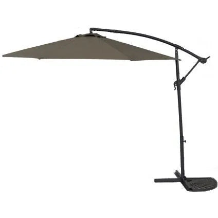 Parasol déporté Central Park Daze - D 290cm - Taupe - Inclinable Avec Manivelle 180g/m² Mât en acier
