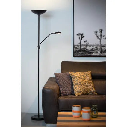 Lampadaire LED Lucide Zenith noir ⌀25,4cm 20W+4W