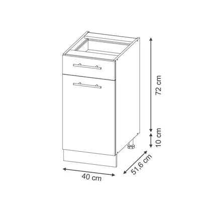 Meuble Bas De Cuisine – Vicco – Fame-line 48840 – Bleu Foncé/chêne Doré – 40x82x51.6cm