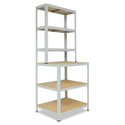 Delvotira | Étagère Rangement Établi Shelfplaza Office 190x100x60 Cm En Gris Clair Avec 6 Étagères