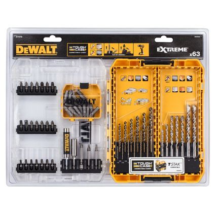Delvotira | Coffret de forets et d'embouts DeWalt - Extreme - Pierre/métal - 63 pièces