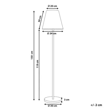 Lampadaire Solaire D’extérieur À Led Beliani Fonesca Blanc Noir 30x30x150 Cm