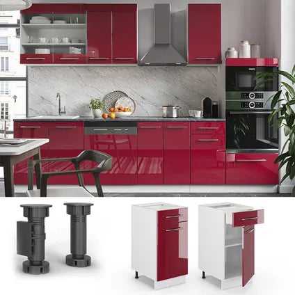 Meuble Bas Cuisine – Vicco – Fame-line 34771 – Rouge Bordeaux Blanc – 40x82x51.6 Cm