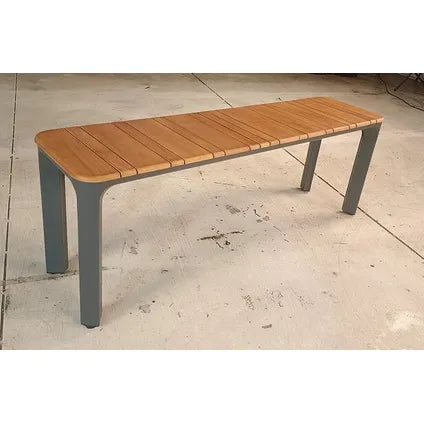 Banc de jardin Central Park Lorenzo Alu et Teck – 135x34x46cm – Aluminium Thermolaqué