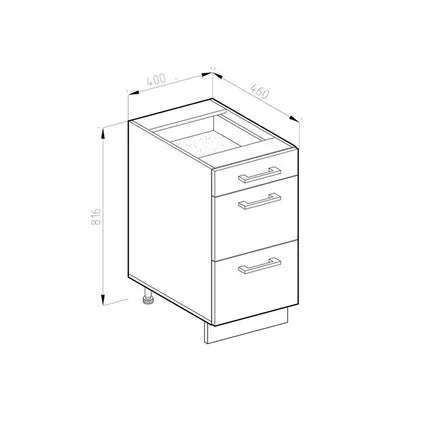 Meuble Bas De Cuisine À Tiroirs – Vicco – R-line – Rouge Brillant/anthracite – 40×81.6×60 Cm