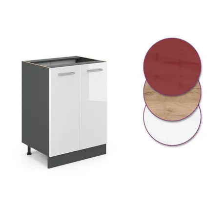 Meuble Bas De Cuisine Vicco – R-line – Blanc Haute Brillance Anthracite – 60×81.6×46 Cm