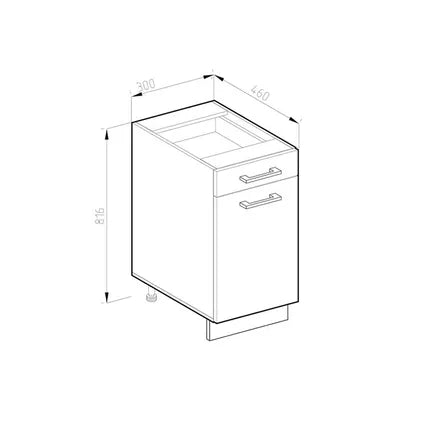Meuble Bas Cuisine – Vicco – R-line – Blanc Campagne/blanc – 30×81.6×46 Cm