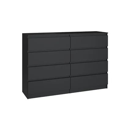 Delvotira | Commode Maxy-shop 140 Cm 8 Tiroirs Noire
