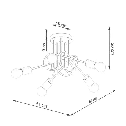 Lustre – Sollux Lighting – Sparkon 5 Noir Led 3000k