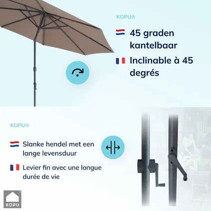 Parasol Rond 300 Cm Kopu Valencia Avec Housse De Protection – Taupe