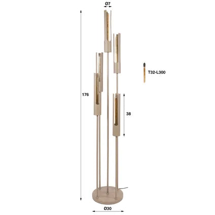 Lampadaire – Hoyz Collection – Tube – Beige – 30x30x175 Cm