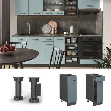 Meuble Bas De Cuisine Vicco – R-line 41173 – Bleu-gris Anthracite – 30×81.6×46 Cm