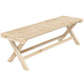 Delvotira | Banc De Jardin Collahausse - Bois Massif Naturel - 140x40x43 Cm - Assise À Lattes